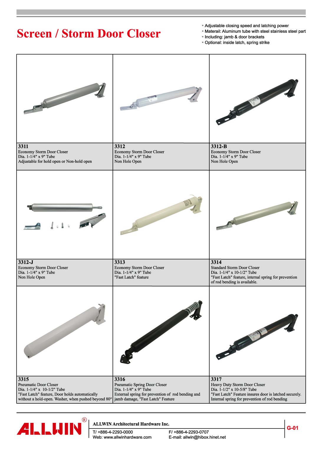 エコノミー空気圧式ブラックストームドアクローザー-ALLWIN